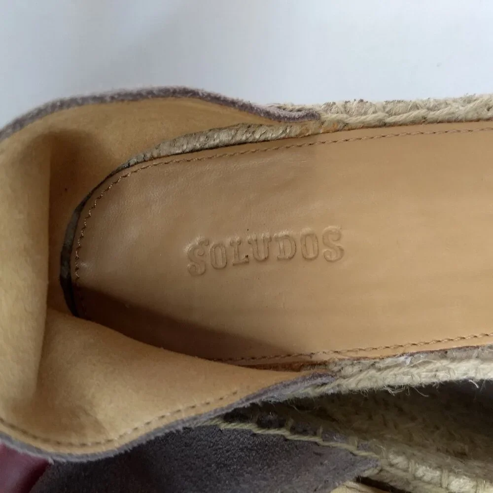 Soludos Positano Platform Rope Wedge Sandals Espadrilles Suede Leather Size 7.5